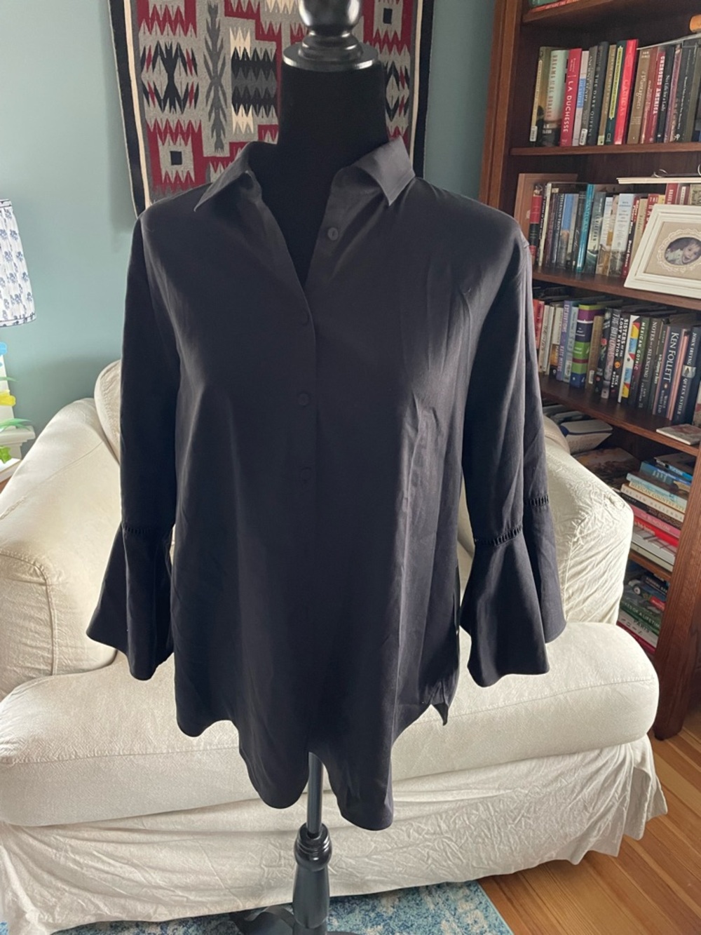Chico’s No Iron Stretch Flare Sleeve Shirt NWT SZ 14